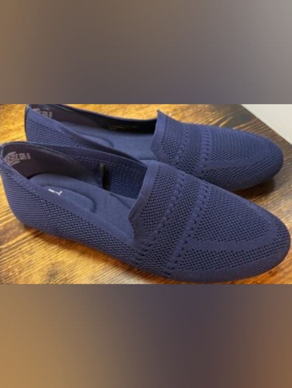 Time and Tru Navy Knit Memory Foam Slip-On Flats - Women's 6
